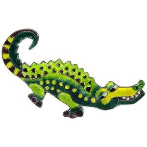 Zarah 925 Sterling Enamel Alligator Brooch Pin Hand Painted by Linda Bolhuis